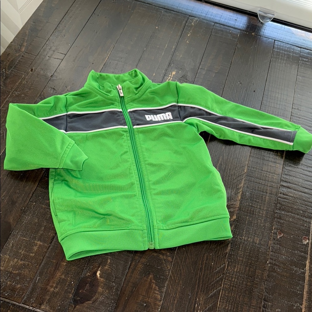 24m Puma Green and Grey Track Jacket with pockets excellent condition